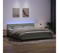 Light Grey Velour Bed Frame with Mattress 180x210cm, Adjustable Headboard, LED Lighting, Pocket Spring System for Ultimate Comfort and Support