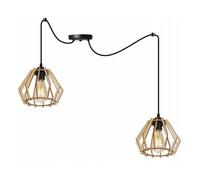 Light-Home Abat Jour Suspension Luminaire Lustre Araignée - Moderne Abat Jour Plafond pour Chambre Salon et Cuisine - en Metal et Bois - À 2 Lumières - E27 - Caractère unique