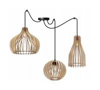 Light-Home Abat Jour Suspension Luminaire Lustre Araignée - en Metal et Bois - À 3 Lumières - E27 - Mix II