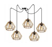 Light-Home Abat Jour Suspension Luminaire Lustre Araignée - Moderne Abat Jour Plafond pour Chambre Salon et Cuisine - en Metal et Bois - À 5 Lumières - E27 - Caractère unique