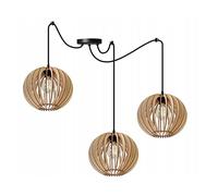 Light-Home Abat Jour Suspension Luminaire Lustre Araignée - en Metal et Bois - À 3 Lumières - E27 - Original