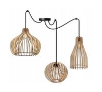 Light-Home Abat Jour Suspension Luminaire Lustre Araignée - Moderne Abat Jour Plafond pour Chambre Salon et Cuisine - en Metal et Bois - À 3 Lumières - E27 - Mix II