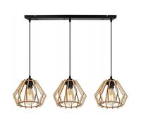 Light-Home Abat Jour Suspension Luminaire Lustre Industriel Timber - Moderne Abat Jour Plafond pour Chambre Salon et Cuisine - en Metal et Bois - Longue
