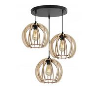 Light-Home Abat Jour Suspension Luminaire Lustre Industriel Timber - Moderne Abat Jour Plafond pour Chambre Salon et Cuisine - en Metal et Bois - Rond