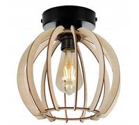 Light-Home Abat Jour Suspension Luminaire Lustre Industriel Timber - Moderne Abat Jour Plafond pour Chambre Salon et Cuisine - en Metal et Bois - À 1 Lumières - Balle Moyenne