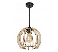Light-Home Abat Jour Suspension Luminaire Lustre Industriel Timber - Moderne Abat Jour Plafond pour Chambre Salon et Cuisine - en Metal et Bois - À 1 Lumières - Original