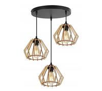 Light-Home Abat Jour Suspension Luminaire Lustre Industriel Timber - Moderne Abat Jour Plafond pour Chambre Salon et Cuisine - en Metal et Bois - Géométrique