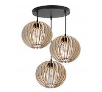 Light-Home Abat Jour Suspension Luminaire Lustre Industriel Timber - Moderne Abat Jour Plafond pour Chambre Salon et Cuisine - en Metal et Bois - Rond Dense