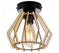 Light-Home Abat Jour Suspension Luminaire Lustre Industriel Timber - Moderne Abat Jour Plafond pour Chambre Salon et Cuisine - en Metal et Bois - Géométrique - Trapèze