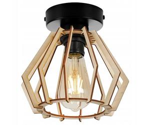 Light-Home Abat Jour Suspension Luminaire Lustre Industriel Timber - Moderne Abat Jour Plafond pour Chambre Salon et Cuisine - en Metal et Bois - Géométrique - Trapèze