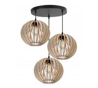 Light-Home Abat Jour Suspension Luminaire Lustre Industriel Timber - Moderne Abat Jour Plafond pour Chambre Salon et Cuisine - en Metal et Bois - Rond Dense