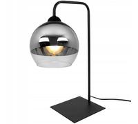 Light-Home Bergen Lampe de chevet pour chambre à coucher - Lampe de table moderne pour chambre et salon Lampe de bureau élégante glamour, loft E27 - Abat-jour Boule en verre argenté - Base noire