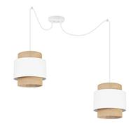 Light-Home Boho Abat Jour Suspension Luminaire Lustre - Moderne Abat Jour Plafond pour Chambre Salon et Cuisine - Métal et Tissu - E27 - À 2 Lumières - Blanc et Jute