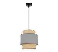 Light-Home Boho Abat Jour Suspension Luminaire Lustre - Moderne Abat Jour Plafond pour Chambre Salon et Cuisine - Métal et Tissu - E27 - À 1 Lumières - Gris et Jute