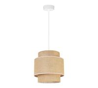 Light-Home Boho Abat Jour Suspension Luminaire Lustre - Moderne Abat Jour Plafond pour Chambre Salon et Cuisine - Métal et Tissu - E27 - À 1 Lumières - Blanc Base et Jute