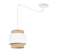 Light-Home Boho Abat Jour Suspension Luminaire Lustre - Moderne Abat Jour Plafond pour Chambre Salon et Cuisine - Métal et Tissu - E27 - À 1 Lumières - Blanc et Jute