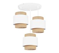 Light-Home Boho Abat Jour Suspension Luminaire Lustre - Moderne Abat Jour Plafond pour Chambre Salon et Cuisine - Métal et Tissu - E27 - À 3 Lumières - Ovale - Blanc et Jute