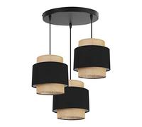 Light-Home Boho Abat Jour Suspension Luminaire Lustre - Moderne Abat Jour Plafond pour Chambre Salon et Cuisine - Métal et Tissu - E27 - À 3 Lumières - Ovale - Noir et Jute