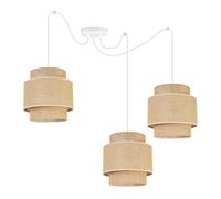 Light-Home Boho Abat Jour Suspension Luminaire Lustre - Moderne Abat Jour Plafond pour Chambre Salon et Cuisine - Métal et Tissu - E27 - À 3 Lumières - Blanc Base et Jute