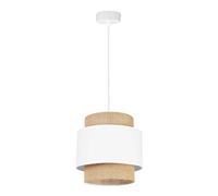 Light-Home Boho Abat Jour Suspension Luminaire Lustre - Moderne Abat Jour Plafond pour Chambre Salon et Cuisine - Métal et Tissu - E27 - À 1 Lumières - Blanc et Jute