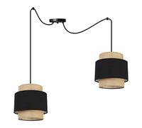 Light-Home Boho Abat Jour Suspension Luminaire Lustre - Moderne Abat Jour Plafond pour Chambre Salon et Cuisine - Métal et Tissu - E27 - À 2 Lumières - Noir et Jute