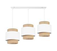 Light-Home Boho Abat Jour Suspension Luminaire Lustre - Moderne Abat Jour Plafond pour Chambre Salon et Cuisine - Métal et Tissu - E27 - À 3 Lumières - Blanc et Jute
