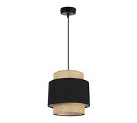 Light-Home Boho Abat Jour Suspension Luminaire Lustre - Moderne Abat Jour Plafond pour Chambre Salon et Cuisine - Métal et Tissu - E27 - À 1 Lumières - Noir et Jute
