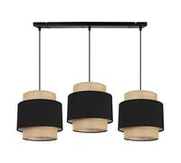 Light-Home Boho Abat Jour Suspension Luminaire Lustre - Moderne Abat Jour Plafond pour Chambre Salon et Cuisine - Métal et Tissu - E27 - À 3 Lumières - Noir et Jute