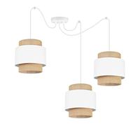 Light-Home Boho Abat Jour Suspension Luminaire Lustre - Moderne Abat Jour Plafond pour Chambre Salon et Cuisine - Métal et Tissu - E27 - À 3 Lumières - Blanc et Jute