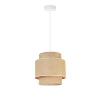 Light-Home Boho Abat Jour Suspension Luminaire Lustre - Moderne Abat Jour Plafond pour Chambre Salon et Cuisine - Métal et Tissu - E27 - À 1 Lumières - Blanc Base et Jute