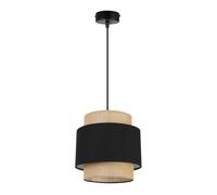 Light-Home Boho Abat Jour Suspension Luminaire Lustre - Moderne Abat Jour Plafond pour Chambre Salon et Cuisine - Métal et Tissu - E27 - À 1 Lumières - Noir et Jute