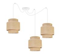 Light-Home Boho Abat Jour Suspension Luminaire Lustre - Moderne Abat Jour Plafond pour Chambre Salon et Cuisine - Métal et Tissu - E27 - À 3 Lumières - Blanc Base et Jute