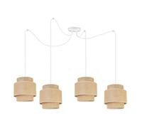 Light-Home Boho Spider Abat Jour Suspension Luminaire Lustre - Moderne Plafond - E27 - À 4 Lumières - Blanc Base et Jute