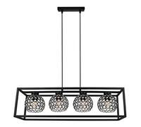 Light-Home Crystal Cage Abat Jour Suspension Luminaire Lustre - Moderne Abat Jour Plafond pour Chambre Salon et Cuisine - en Metal et Verre - À 4 Lumières - Noir