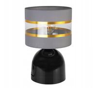 Light-Home Elegance Gold Neli Lampe de chevet pour chambre à coucher - Lampe de table moderne pour chambre à coucher et salon Lampe glamour élégante E27 - Tissu Abat-jour 20 cm - Noir et gris