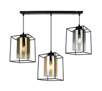 Light-Home Hella Cage Abat Jour Suspension Luminaire Lustre - Moderne Abat Jour Plafond pour Chambre Salon et Cuisine - en Metal et Verre - À 3 Lumières - Mix - Long