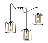 Light-Home Hella Cage Abat Jour Suspension Luminaire Lustre - Moderne Abat Jour Plafond pour Chambre Salon et Cuisine - en Metal et Verre - À 3 Lumières - Miel