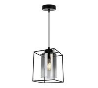 Light-Home Hella Cage Abat Jour Suspension Luminaire Lustre - Moderne Abat Jour Plafond pour Chambre Salon et Cuisine - en Metal et Verre - À 1 Lumières - Graphite - Long
