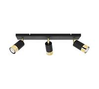 Light-Home Hugo Abat Jour Suspension Luminaire Lustre - Moderne Abat Jour Plafond pour Chambre Salon et Cuisine - Métal et Verre - GU10-3 Luce - Noir et Dorado