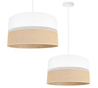 Light-Home Juta Abat Jour Suspension Luminaire Lustre - Moderne Abat Jour Plafond - Métal et Tissu - E27-1-Lumières 40 cm - Blanc Base et Jute et Blanc