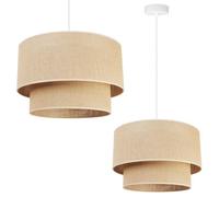 Light-Home Juta Abat Jour Suspension Luminaire Lustre - E27 - Gâteau 1-Lumières 40 cm - Blanc Base et Jute