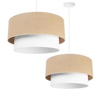 Light-Home Juta Abat Jour Suspension Luminaire Lustre - Moderne Abat Jour Plafond - Métal et Tissu - E27 - Gâteau 1-Lumières 45 cm - Blanc Base et Jute et Blanc