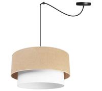 Light-Home Juta Abat Jour Suspension Luminaire Lustre - Moderne Abat Jour Plafond Araignée - Métal et Tissu - E27-1-Lumières 45 cm - Noir Base et Jute et Blanc