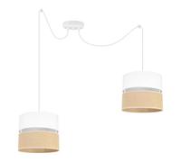 Light-Home Juta Abat Jour Suspension Luminaire Lustre - Moderne Abat Jour Plafond Araignée - Métal et Tissu - E27-2-Lumières 20 cm - Blanc Base et Jute et Blanc