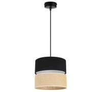 Light-Home Juta Abat Jour Suspension Luminaire Lustre - Moderne Abat Jour Plafond - Métal et Tissu - E27-1-Lumières 20 cm - Noir Base et Jute et Noir