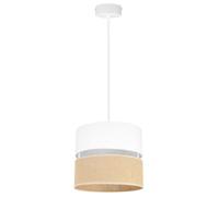 Light-Home Juta Abat Jour Suspension Luminaire Lustre - E27 - Classique 1-Lumières 20 cm - Blanc Base et Jute et Blanc