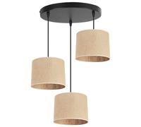 Light-Home Juta Abat Jour Suspension Luminaire Lustre - Moderne Abat Jour Plafond - Métal et Tissu - E27-3-Lumières 20 cm - Noir Base et Jute