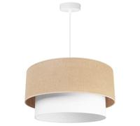 Light-Home Juta Abat Jour Suspension Luminaire Lustre - Moderne Abat Jour Plafond - Métal et Tissu - E27 - Gâteau 1-Lumières 45 cm - Blanc Base et Jute et Blanc