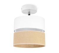 Light-Home Juta Suspension Luminaire Lustre Industriel - Moderne Lustre pour Chambre Salon et Cuisine - 1-Lumières 20 cm - Blanc Base et Jute et Blanc