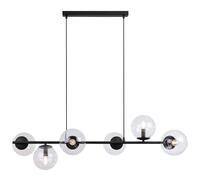 Light-Home Lampe suspendue noire - 6 abat-jour en verre - Style glamour - Métal et verre - E14 - Éclairage pour salon, cuisine, salle à manger - Fabrication polonaise